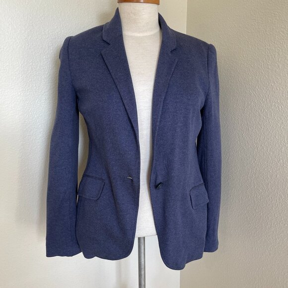 Aritzia Talula Blue Knit One Button Blazer Size 6 - Picture 2 of 9